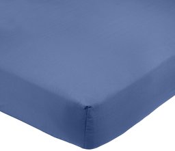 Pinzon Ultrasoft 300 Percale Cotton Fitted Sheet, Sky Blue, 180 x 200 x 30 cm