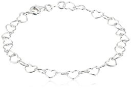 Sterling Silver 5.3mm Heart-Link Bracelet, 7.25"