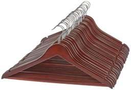 AmazonBasics Solid Wood Suit Hangers, Cherry - 30 Pack