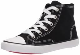 Amazon Essentials Unisex Canvas Lace Up Sneaker, Black, 1 Medium US Big Kid