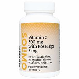 Amazon Brand - Solimo Vitamin C 500 mg with Rose Hips 5 mg, 150 Tablets, Five Month Supply (Packaging may vary)