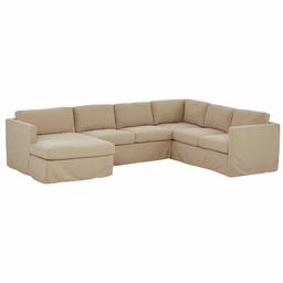Amazon Brand – Stone & Beam Andover Slipcover Right-Facing U-Shaped Sectional, 134"W, Linen Fabric