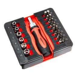 AmazonBasics 23-Piece Magnetic Ratchet Wrench and Screwdriver Set