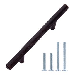 AmazonBasics Euro Bar Cabinet Handle (3/8-inch Diameter), 5.38-inch Length (3-inch Hole Center), Oil Rubbed Bronze, 10-Pack