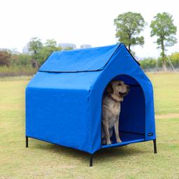 AmazonBasics Elevated Portable Pet House, Large (51 x 41 x 34 Inches), Blue