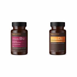Amazon Elements Vitamin B12 Methylcobalamin 5000mcg, 65 Berry Flavored Lozenges, 2 Month Supply & Vitamin D3, 5000 IU, 180 Softgels, 6 Month Supply