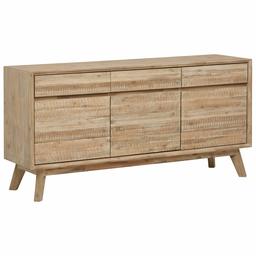 Amazon Brand – Stone & Beam Rylee Modern Acacia Wood 3-Drawer Sideboard Buffet, 63"W, Acacia, Gray-Wash Acacia