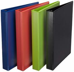 AmazonBasics 1" Round Ring Binder, Mixed, View, 4-Pack (Renewed)