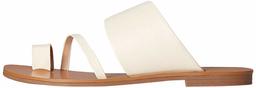 Amazon Brand - find. Women's Asymmetric Toe-Thong Flat Sandals White), US 10
