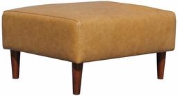 Amazon Brand – Rivet Ava Mid-Century Modern Leather Ottoman, 25.6"W, Caramel