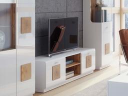 Amazon Brand - Movian TV Unit with Storage, 40 x 154cm, Oak/Timber/High Gloss White