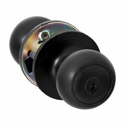 AmazonBasics Exterior Door Knob With Lock, Coastal, Matte Black