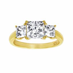 [Find] Amazon Collection K Yellow Gold kuriapurinsesukattokyu-bikkuzirukonia 3 Stone Ring, Size 9