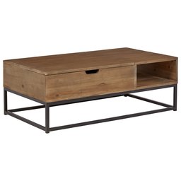 Amazon Brand – Rivet Modern Reclaimed Fir Wood Storage Coffee Table, 43"W, Natural and Black