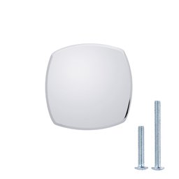 AmazonBasics Rounded Square Cabinet Knob, 1.26" Diameter, Polished Chrome, 25 Pack