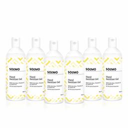 Amazon Brand - Solimo Hand Sanitizer Gel with Aloe vera, Vit E & Lemon Oil - 100 ml - Pack of 6
