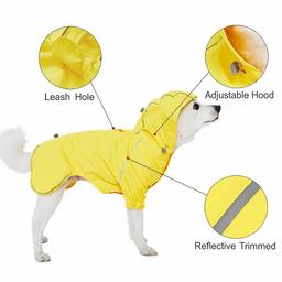 UMI. Essential 33cm Lightweight Reflective Dog Raincoat with Hood & Harness Hole, Yellow, Outdoor Rain Gear Jacket 2 Legs for Dogs