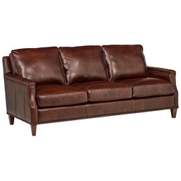 Amazon Brand – Stone & Beam Marin Leather Studded Sofa, 87"W, Walnut