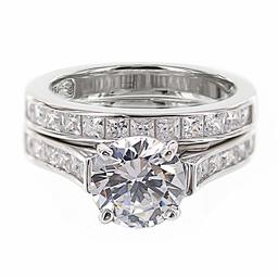 [Find] Amazon Collection Rhodium Plated Sterling Silver Clear Round kyu-bikkuzirukoniaburaidaruringusetto, Size 9