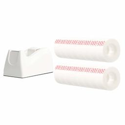 AmazonBasics Tape with Dispenser, 1" Core, White, 3/4"W x 1296", 16 Rolls/Pack (Renewed)