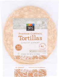 365 Everyday Value, Portion Control Tortillas Whole Wheat, 6", 12 ct