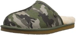 Amazon Brand - 206 Collective Men's Union Shearling Slide Slipper Shoe, green camo, 9.5 D US