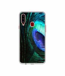 Amazon Brand - Solimo Designer Peacock Feather UV Printed Soft Back Case Mobile Cover for Samsung Galaxy A20s