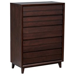 Amazon Brand – Rivet Ventura Mid-Century Louvered Chest of Drawers, 38"W, Brown