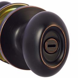 AmazonBasics Bedroom/Bathroom Door Knob With Lock, Oval Egg, Oil Rubbed Bronze