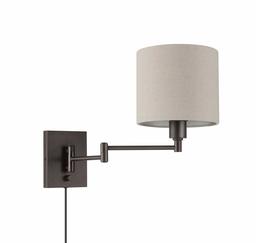 Amazon Brand - Ravenna Home Single-Light Plug-In Wall Sconce with White Linen Shade, LED Bulb Included, 12.6"H, Dark Bronze