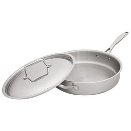 Amazon Brand – Stone & Beam Saute Pan With Lid, 5-Quart, Tri-Ply Stainless Steel