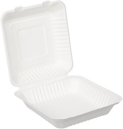 AmazonBasics 9" x 9" x 3" Compostable Clamshell Take-Out Food Container, Pack of 100