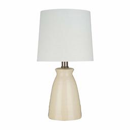 Amazon Brand – Stone & Beam Table Lamp with Textured Ceramic Base, Bulb Included, 15"H, Crackle White