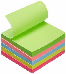 AmazonBasics Sticky Notes - 3" x 3", Assorted Colors, 5-Pack (Renewed)
