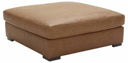 Amazon Brand – Stone & Beam Lauren Down Filled Oversized Leather Ottoman with Hardwood Frame, 46.5"W, Cognac