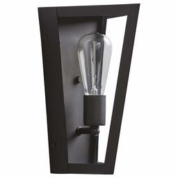 Amazon Brand – Rivet Mid-Century Modern Outdoor Wall Sconce with Bulb, 11.62\"H, Black