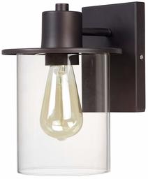 Amazon Brand – Stone & Beam Modern Industrial Indoor/Outdoor Wall Sconce with Bulb, 10"H, Bronze