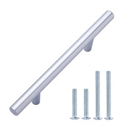 AmazonBasics Euro Bar Cabinet Handle (3/8-inch Diameter), 5.38-inch Length (3-inch Hole Center), Polished Chrome, 25-Pack
