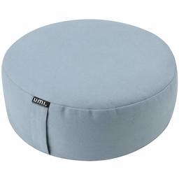 UMI Zafu Yoga Meditation Bolster Pillow Cushion Filled with Buckwheat - Round Organic Cotton or Hemp, Smoke Blue