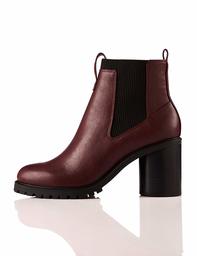 Amazon Brand - find. Chunky Sole Chelsea Boots, Rot Burgundy), US 5