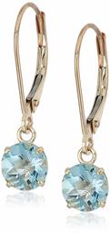 10k White Gold Round Checkerboard Cut White Topaz Leverback Earrings (6mm)
