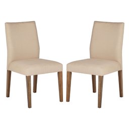 Stone & Beam Hughes Casual Wood Kitchen Dining Chair, Set of 2, Beige