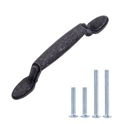 AmazonBasics Spoon Foot Cabinet Handle, 5.12" Length (3" Hole Center), Antique Silver, 10-Pack
