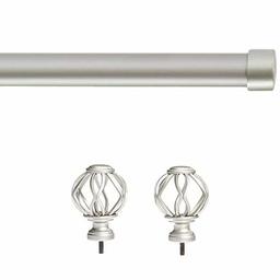 AmazonBasics Lattice Cage Finial with 1" Curtain Rod - 36-72", Nickel
