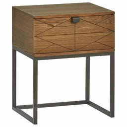 Amazon Brand – Stone & Beam Side Table with Drawer, 19"W, Ash Veneer, Walnut and Antique Bronze Finish