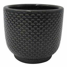 Amazon Brand – Stone & Beam Textured Stoneware Planter, 6.25"H, Black