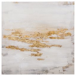 Amazon Brand – Rivet Abstract Gold and White Flecks on Canvas Wall Art, 40" x 40"