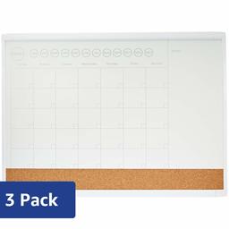 AmazonBasics 3 in 1 Combo Dry Erase Calendar Board, Plastic Frame, 17" x 23", 3 Pack (Renewed)