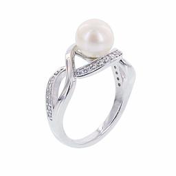 [Find] Amazon Collection roziumumekkisuta-ringusiruba- 8 mm natyuraruhowaitopa-ru & kuriakyu-bikkuzirukoniatuisutoringu, Size 14