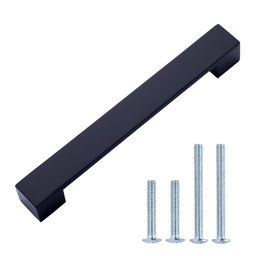 AmazonBasics Short Modern Cabinet Handle, 8.94" Length (7.56" Hole Center), Flat Black, 10-Pack
